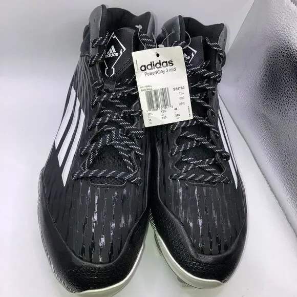 New Adidas Men's Black Baseball Cleats- PowerAlley 3 Iron Skin US/SZ 13 -F16 - Picture 8 of 9